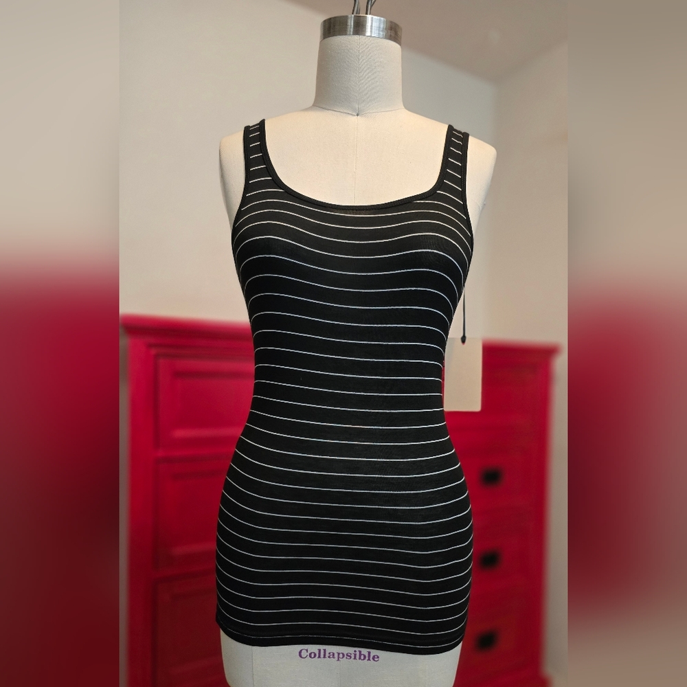 Halogen Black Striped Favorite Tank Top Small NWT